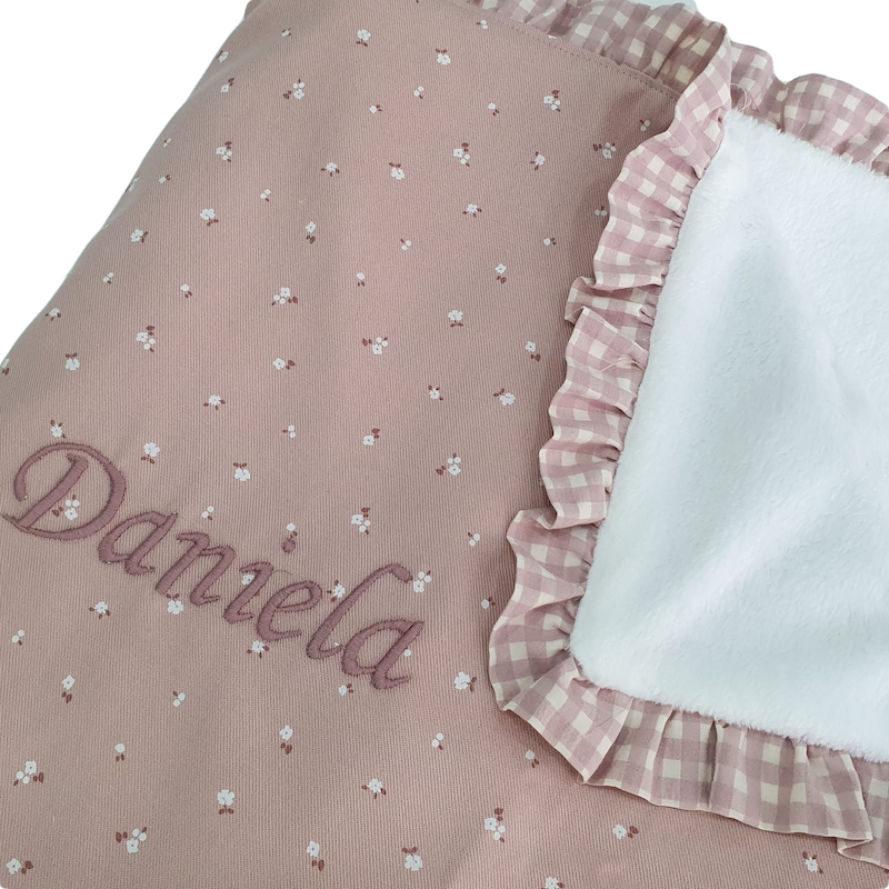 Manta Petit Rosa con Volante Vichy Rosa