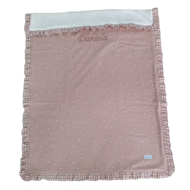 Manta Petit Rosa con Volante Vichy Rosa