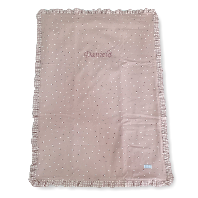 Manta Petit Rosa con Volante Vichy Rosa