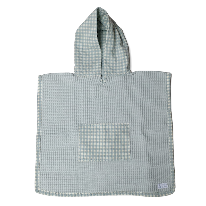 Poncho Wafle Verde con Vichy