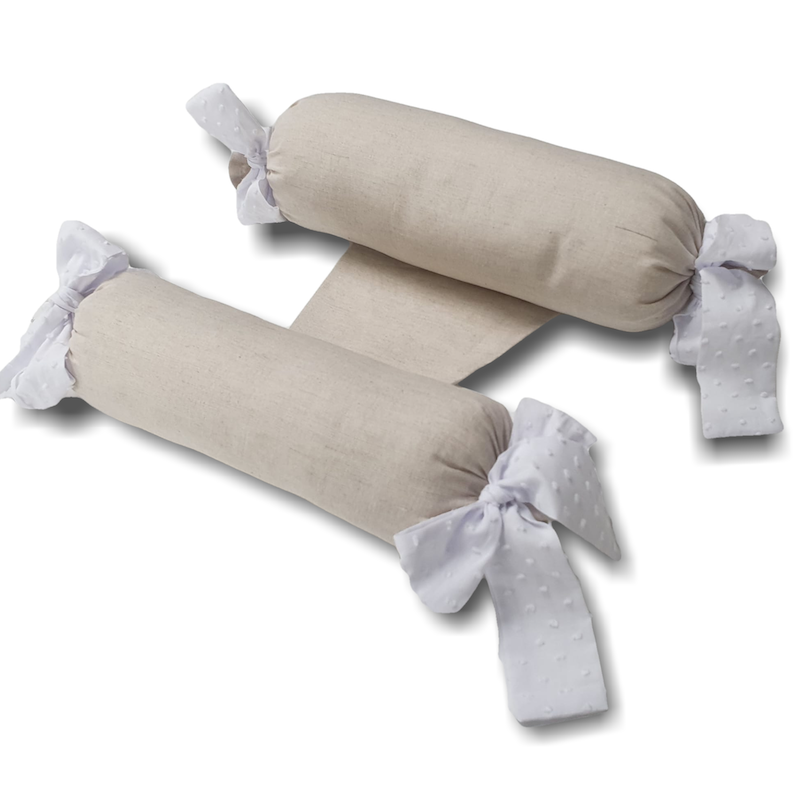 Cojin Antivuelco Lino Natural y Plumeti Blanco
