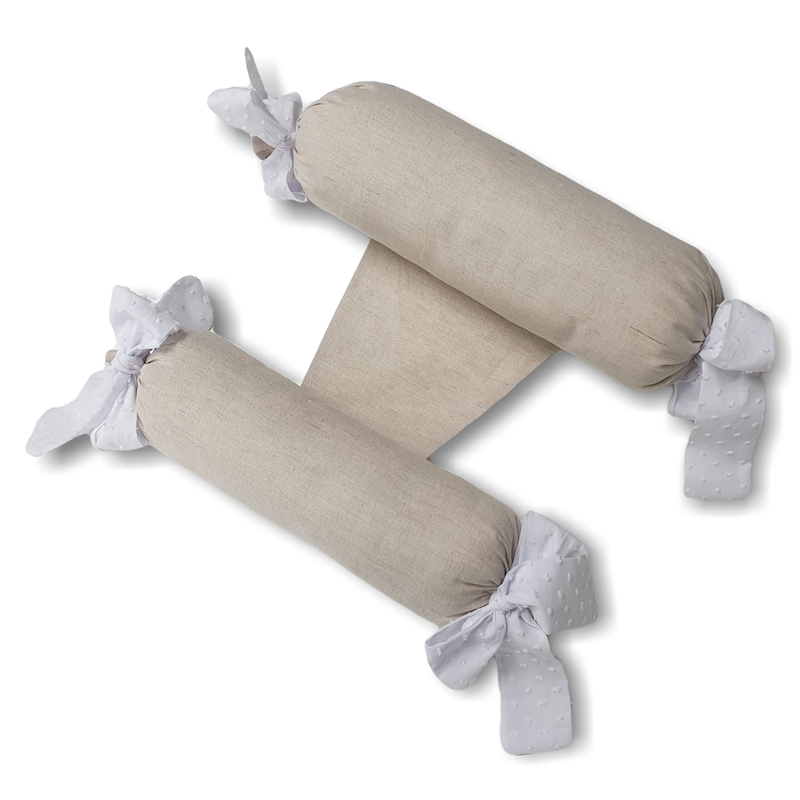 Cojin Antivuelco Lino Natural y Plumeti Blanco