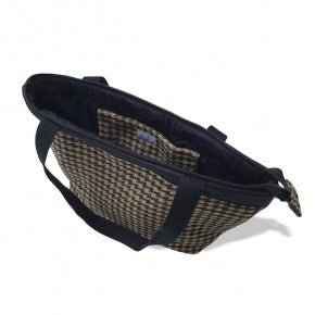 Bolso Shopper Pata De Gallo Negra Y Beige