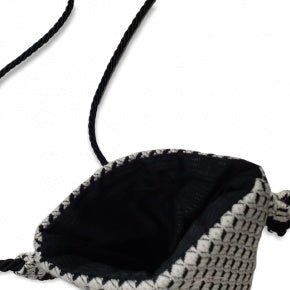 Bolso Para Móvil Tela Rombos Blanco Y Negro