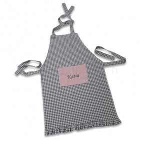 Delantal Vichy Gris Con Rosa