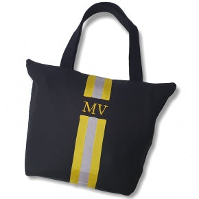 Bolsa De Playa Negra Con Amarillo Y Gris