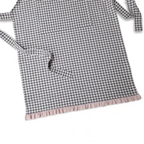 Delantal Vichy Gris Con Volante Rosa