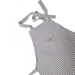 Delantal Vichy Gris Con Volante Rosa