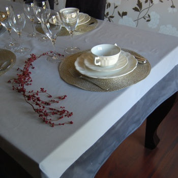 Mantel Gris Perla Y Gris Oscuro