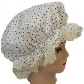 Gorro Ducha Beige Con Punto Azul Pizarra