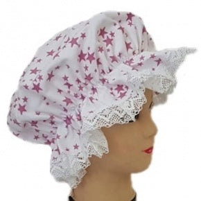 Gorro Ducha Blanco Estrella Malva