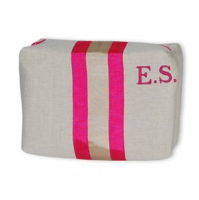 Neceser Rectangular Natural, Fucsia Y Dorado