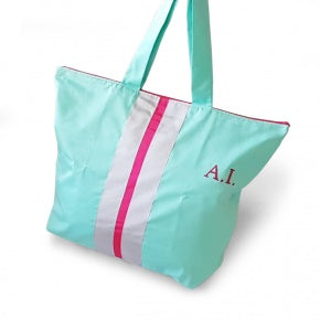 Bolsa Playa Verde Aqua, Plata Y Fucsia