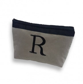 Neceser Pesonalizado Terciopelo Beige Con Cinta Negra