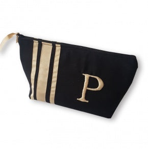 Neceser Clásico Negro Con Cintas Doradas