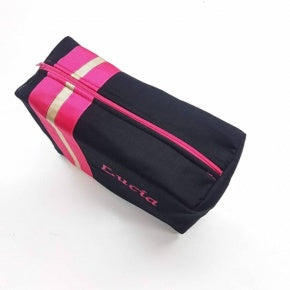 Neceser Rectangular Negro Con Fucsia Y Dorado