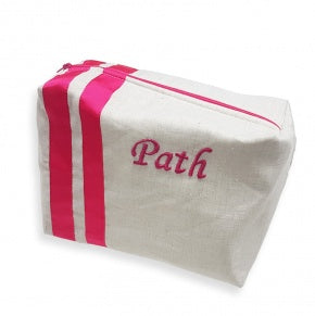 Neceser Rectangular Color Natural Con Fucsia