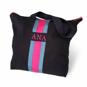 Bolsa Playa Negra Con Cobalto Y Fucsia