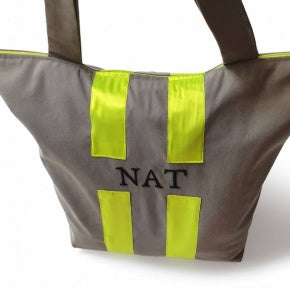 Bolsa Playa Loneta Verde Grisacea