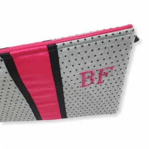 Cartera Estrellita Gris Con Fucsia