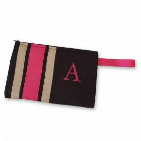 Cartera Lino Negro Fucsia Y Dorado