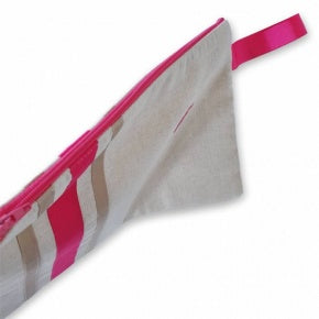 Cartera Mano Lino Natural Con Fucsia