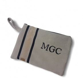 Cartera Terciopelo Beige Dorado Y Negro