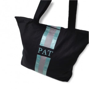 Bolsa Playa Negra Con Turquesa Y Gris