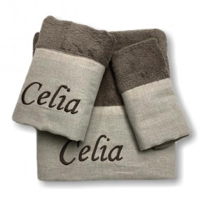 Juego De Toallas Topo Con Lino Natural