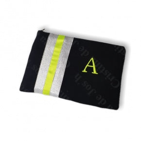 Cartera Lino Negro Plata Y Flúor