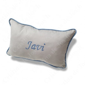 Cojin Gris Con Cordón Azul