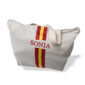 Bolsa Playa Natural Con Amarillo Y Rojo