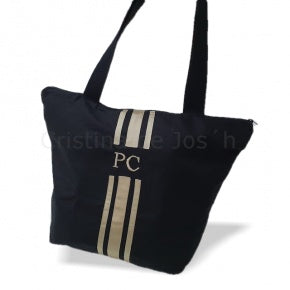Bolsa Playa Negra Cintas Doradas