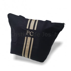 Bolsa Playa Negra Cintas Doradas