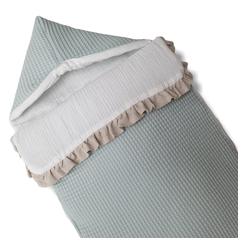 Saco Nana Wafle Verde con Blanco y Natural