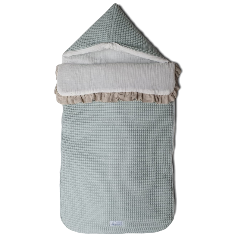 Saco Nana Wafle Verde con Blanco y Natural