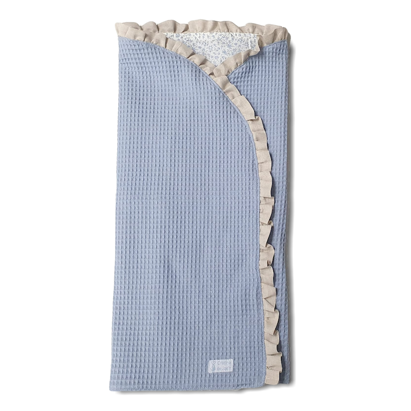 Arrullo Reversible Wafle azul con Flor Bea