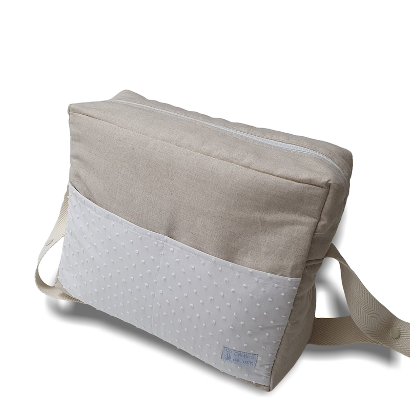 Bolsa Mini Lado Natural con Plumeti Blanco