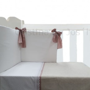 Conjunto Cuna En Plumetti Blanco Y Lino