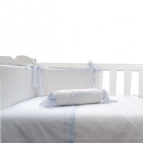 Conjunto Cuna En Plumetti Blanco Y Flor Liber Azul