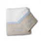 Juego De Toallas Lino Natural Con Pestaña Azul Liso