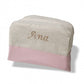 Canastilla Lino Natural Y Sarga Rosa