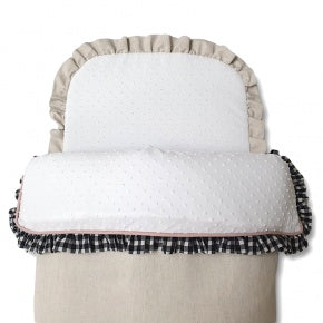 Saco Nana Lino Natural , Nude, Plumetti Y Vichy Negro