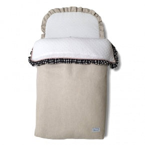 Saco Nana Lino Natural , Nude, Plumetti Y Vichy Negro