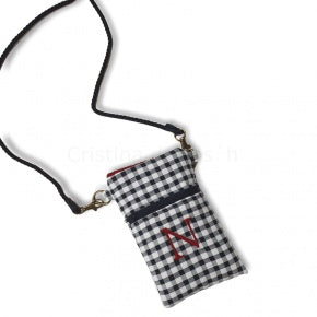 Bolso Para Móvil Vichy Negro Con Granate