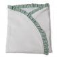 Arrullo. Personalizado.  Envuelve y arropa a tu bebé con nuestro exquisito arrullo confeccionado en doble capa.Destaca su dulce diseño en tela de piqué de color blanco con volante en tela de color verde liso , que además, puedes personalizar para hacerlo único y especial. Su acabado en doble capa de piqué blanco e interior en coralina, le dan un tacto muy suave y agradable. IVA Incluido en Precios..Lavado en frío. El tamaño de este arrullo es de 80 x 68cm.