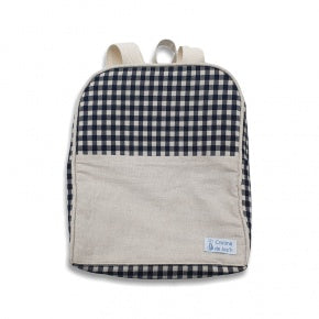 Mochila Con Bolsillo Vichy Y Color Natural