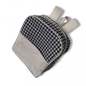 Mochila Con Bolsillo Vichy Y Color Natural