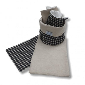 Set Cesto Y Toallas Vichy Con Lino Natural
