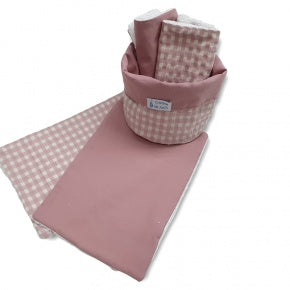 Set Cesto Y Toallas Rosa Y Vichy